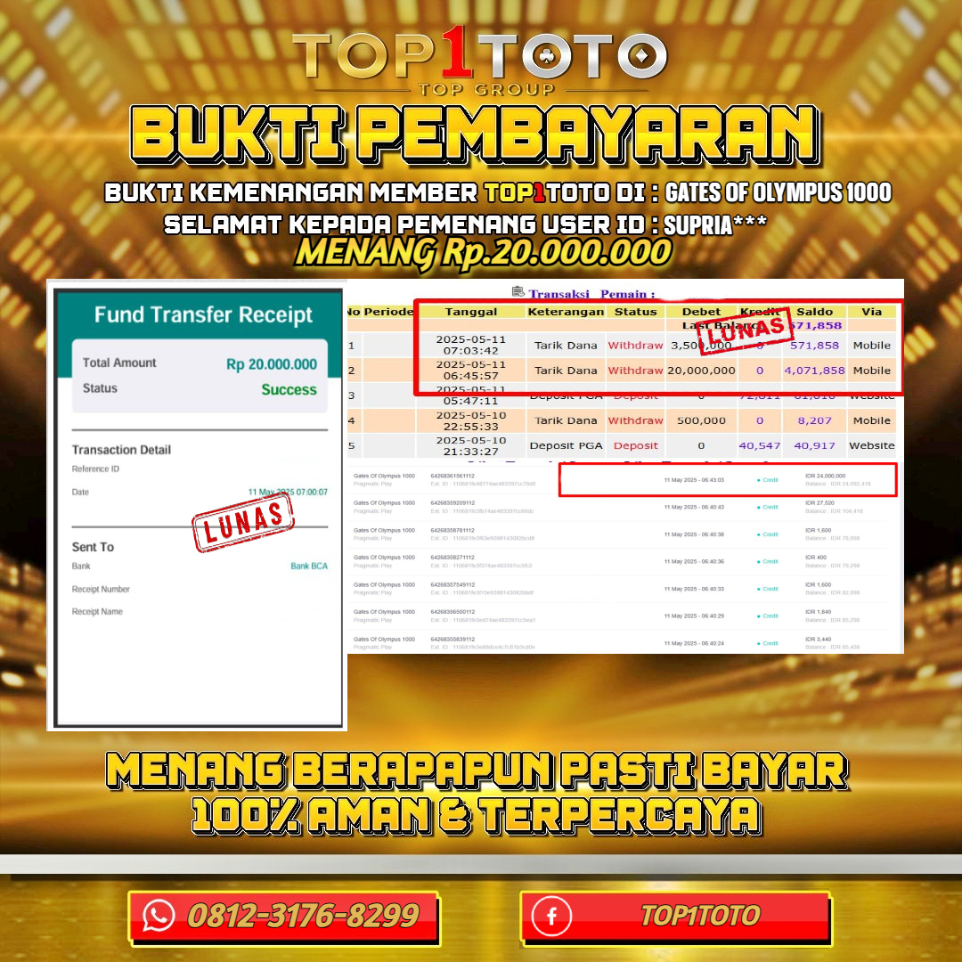 TOP1TOTO JACKP0T SLOT GATES OF OLYMPUS 1000 Rp.20.000.000 - LUNAS USER ID : SUPRIA***